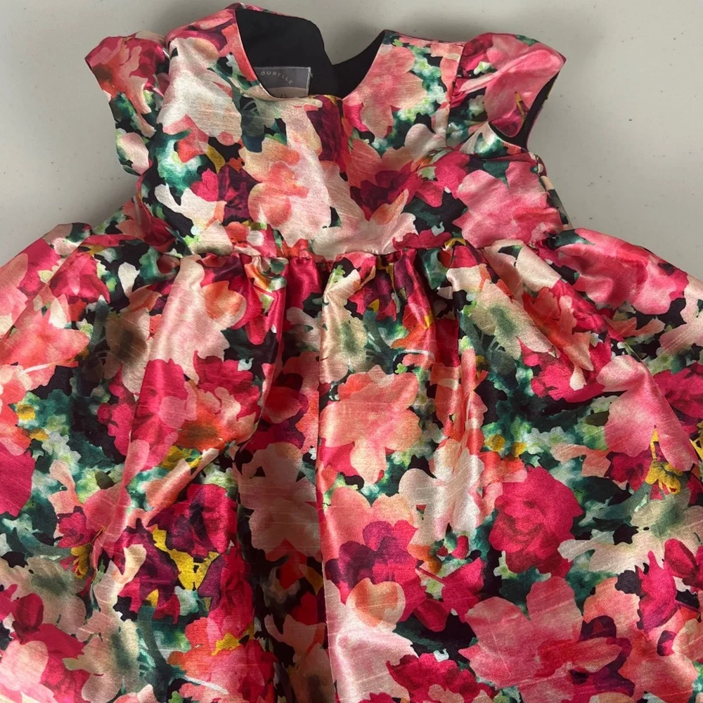 Pastourelle by Pippa & Julie Satin Floral Full Skirt‎ Dress sz 2T EUC